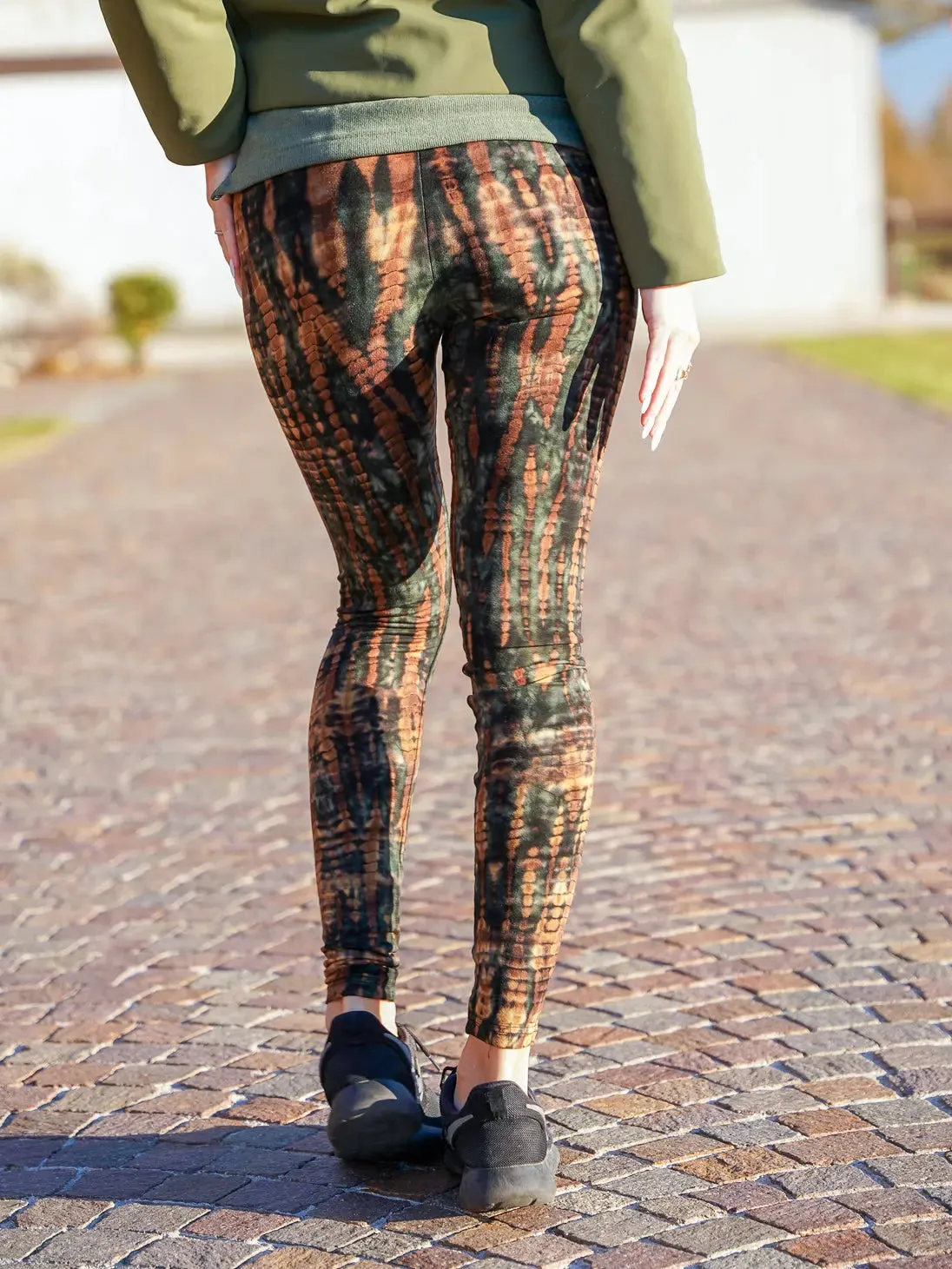 Pantaloni Leggings Siddhi donna modellanti - Tie Dye verde