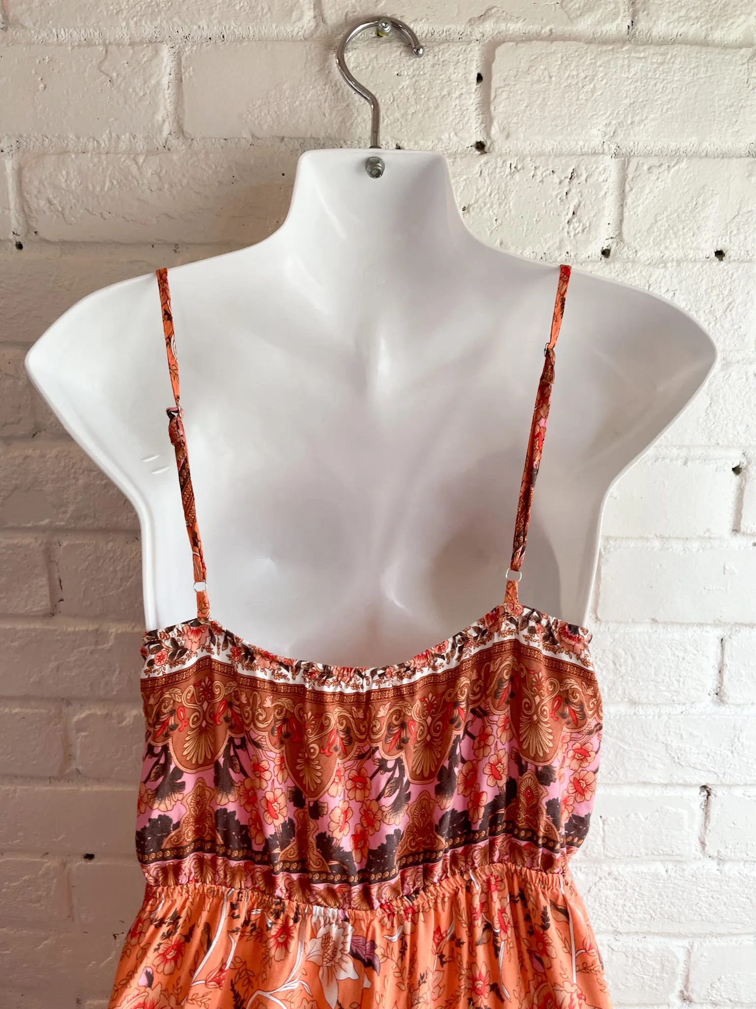 Pastel Orange Floral Wide Leg Jumpsuit - Small