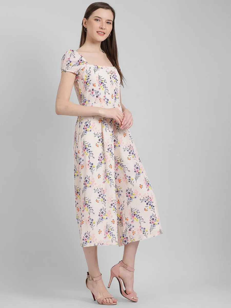 Peach Printed Regular Jumpsuit