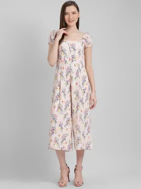 Peach Printed Regular Jumpsuit