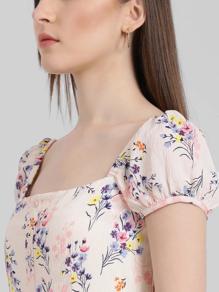 Peach Printed Regular Jumpsuit