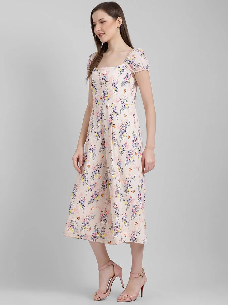 Peach Printed Regular Jumpsuit