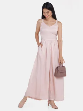 Pink Solid A-Line Jumpsuit