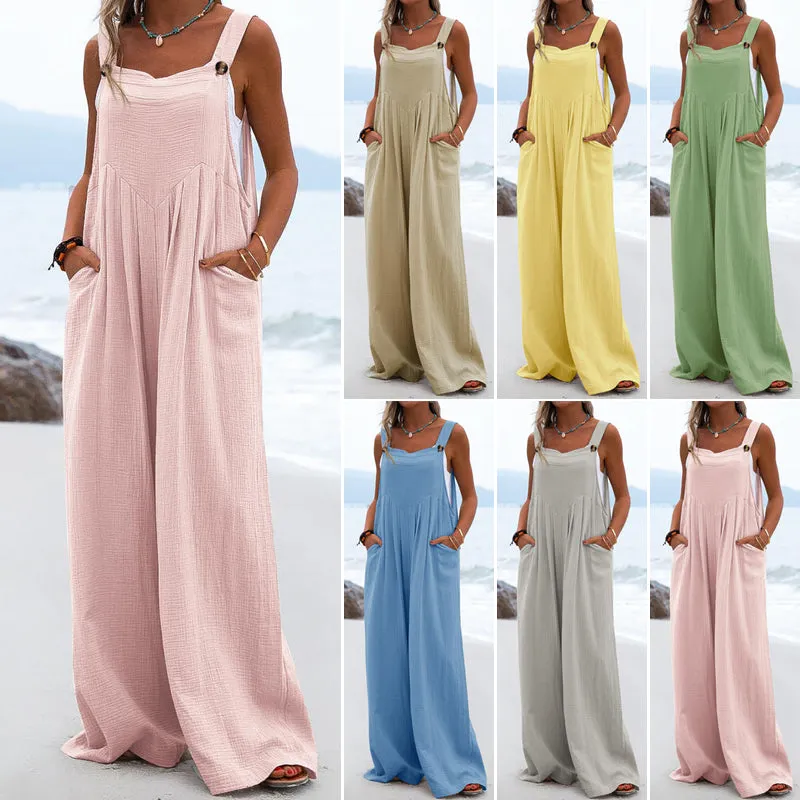 Plain jumpsuit with wide legs