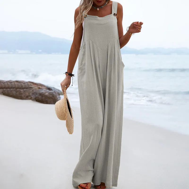 Plain jumpsuit with wide legs