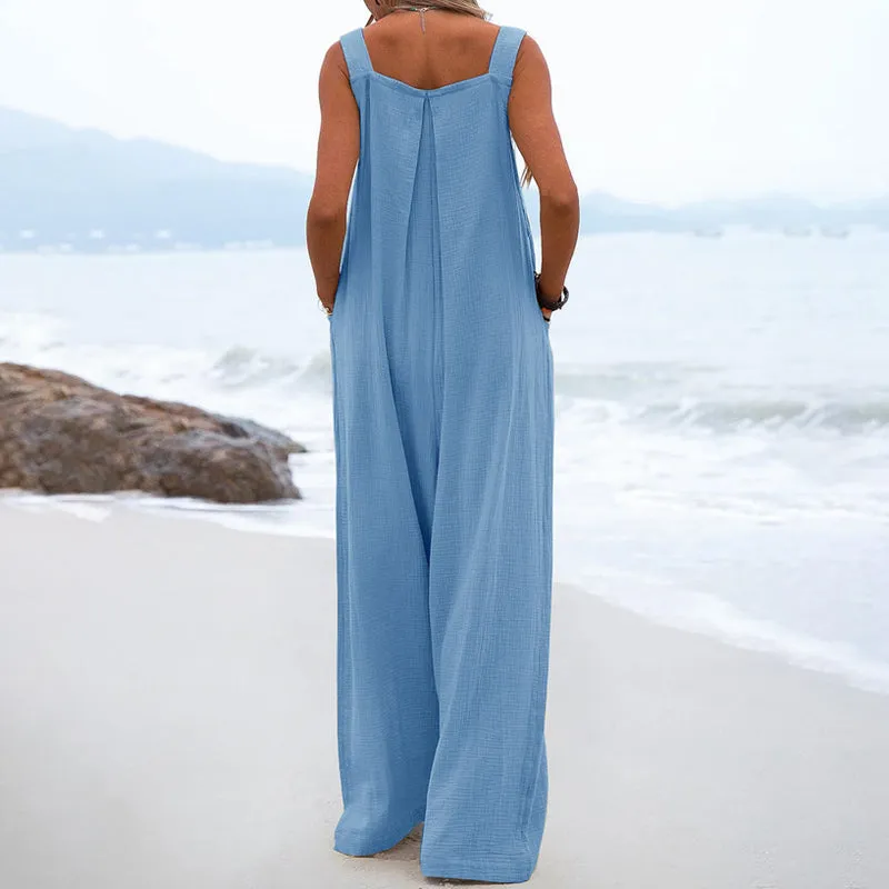 Plain jumpsuit with wide legs