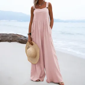 Plain jumpsuit with wide legs