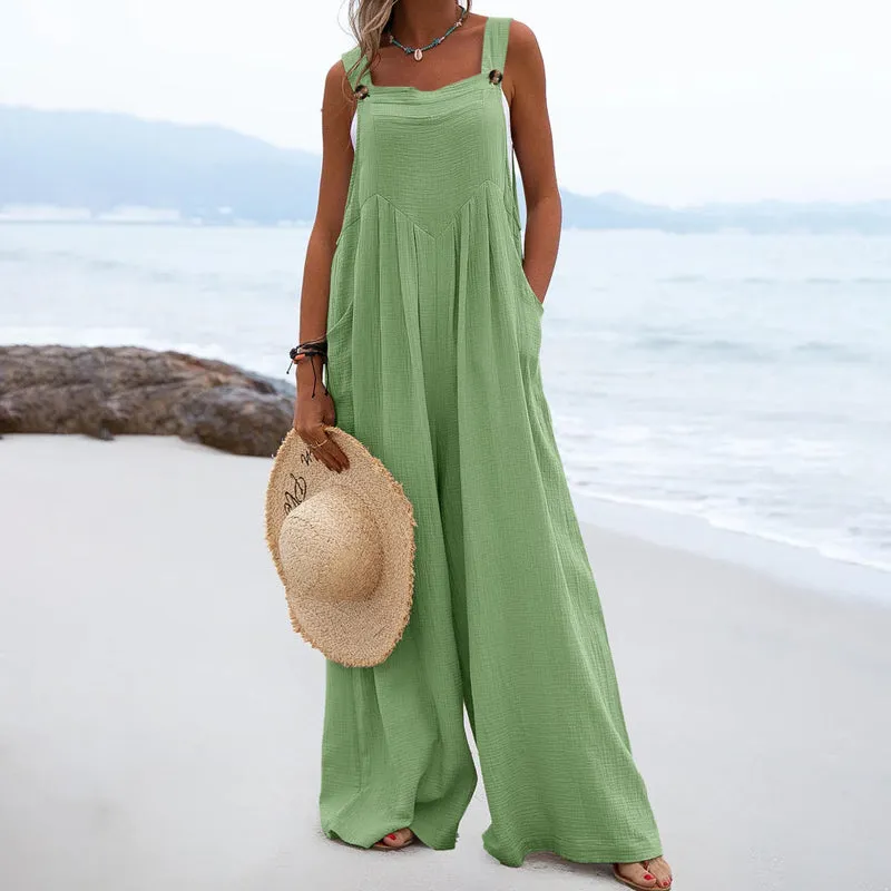 Plain jumpsuit with wide legs