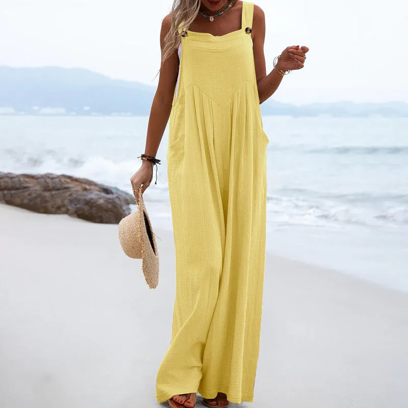 Plain jumpsuit with wide legs
