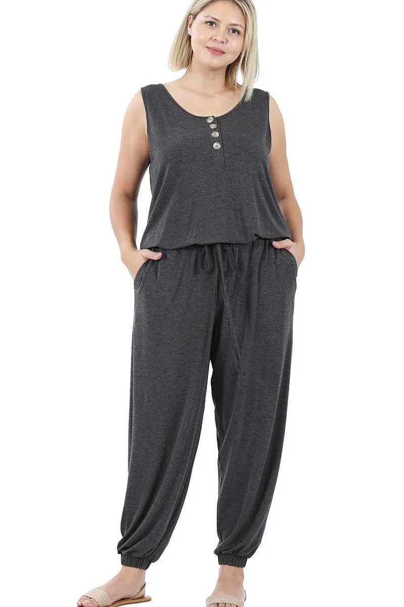 Plus Sleeveless Jogger Jumpsuit