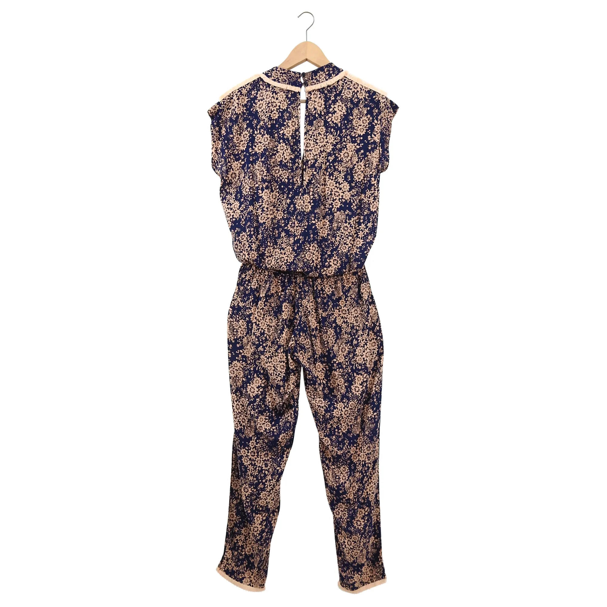 Poupette St. Barth Donna Peach and Navy Tassel Jumpsuit - S