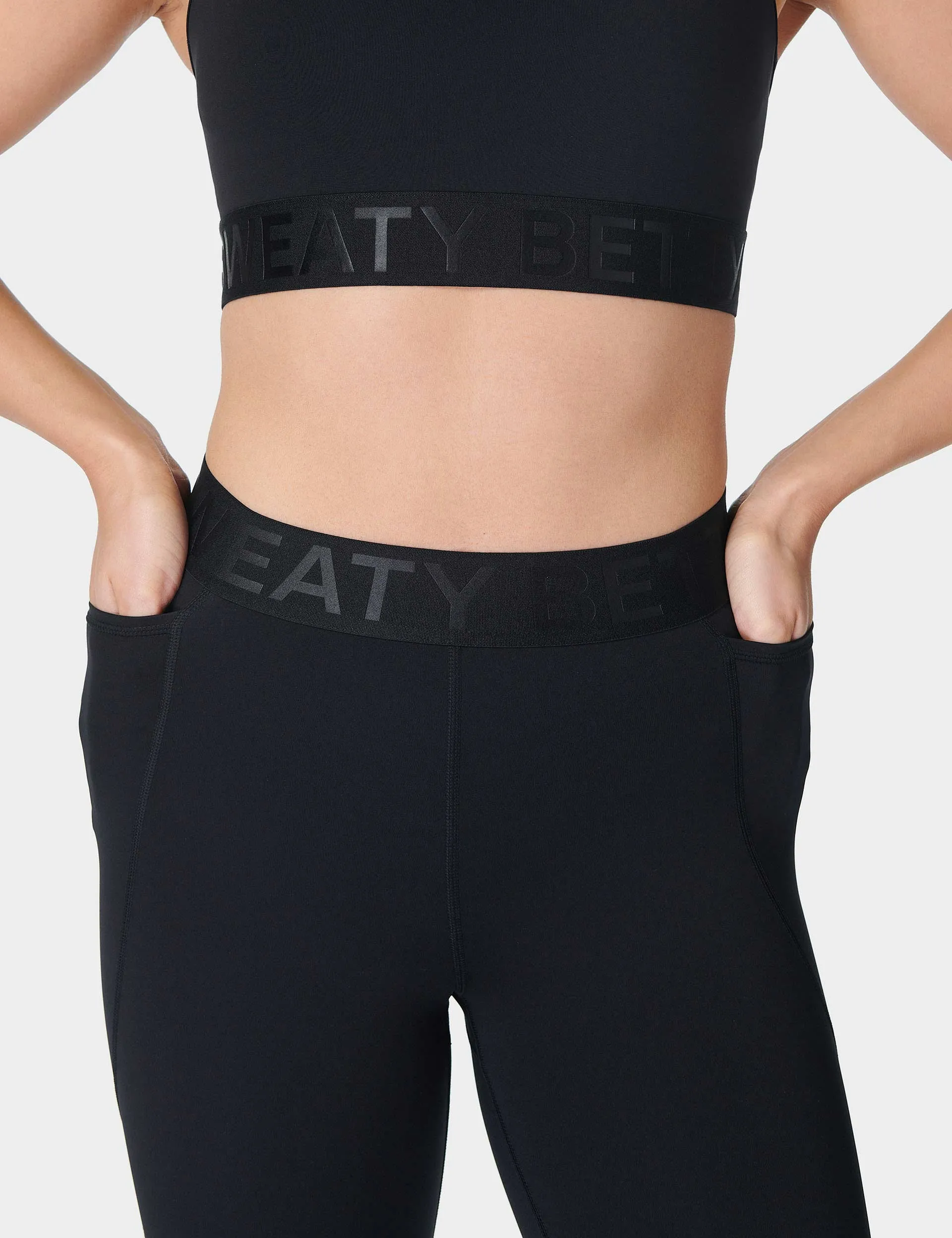 Power 7/8 Elastic Waist Gym Legging - Black