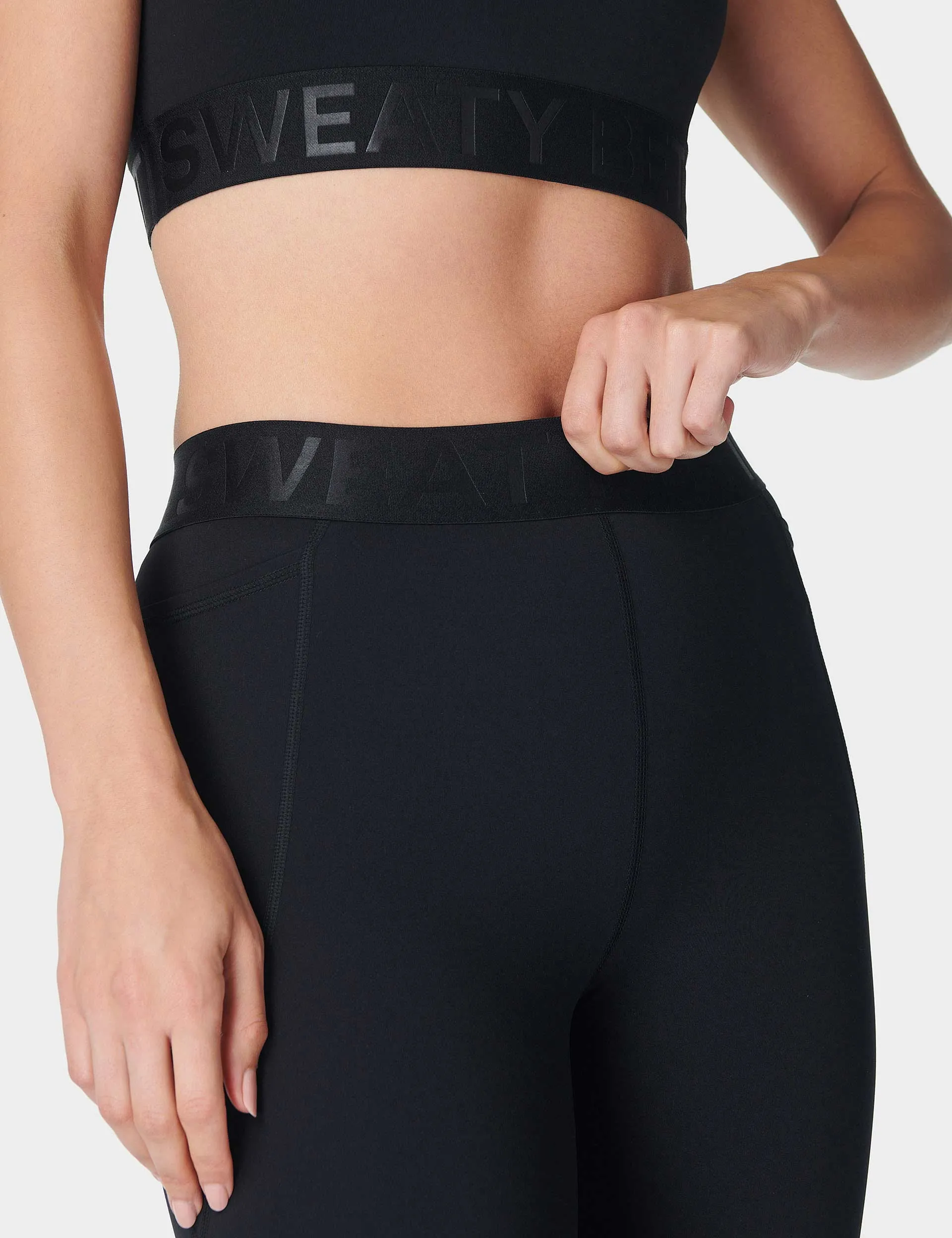 Power 7/8 Elastic Waist Gym Legging - Black