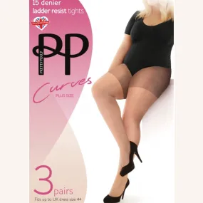 Pretty Polly Curves 15 Denier 3 Pack Tights | Various Colours