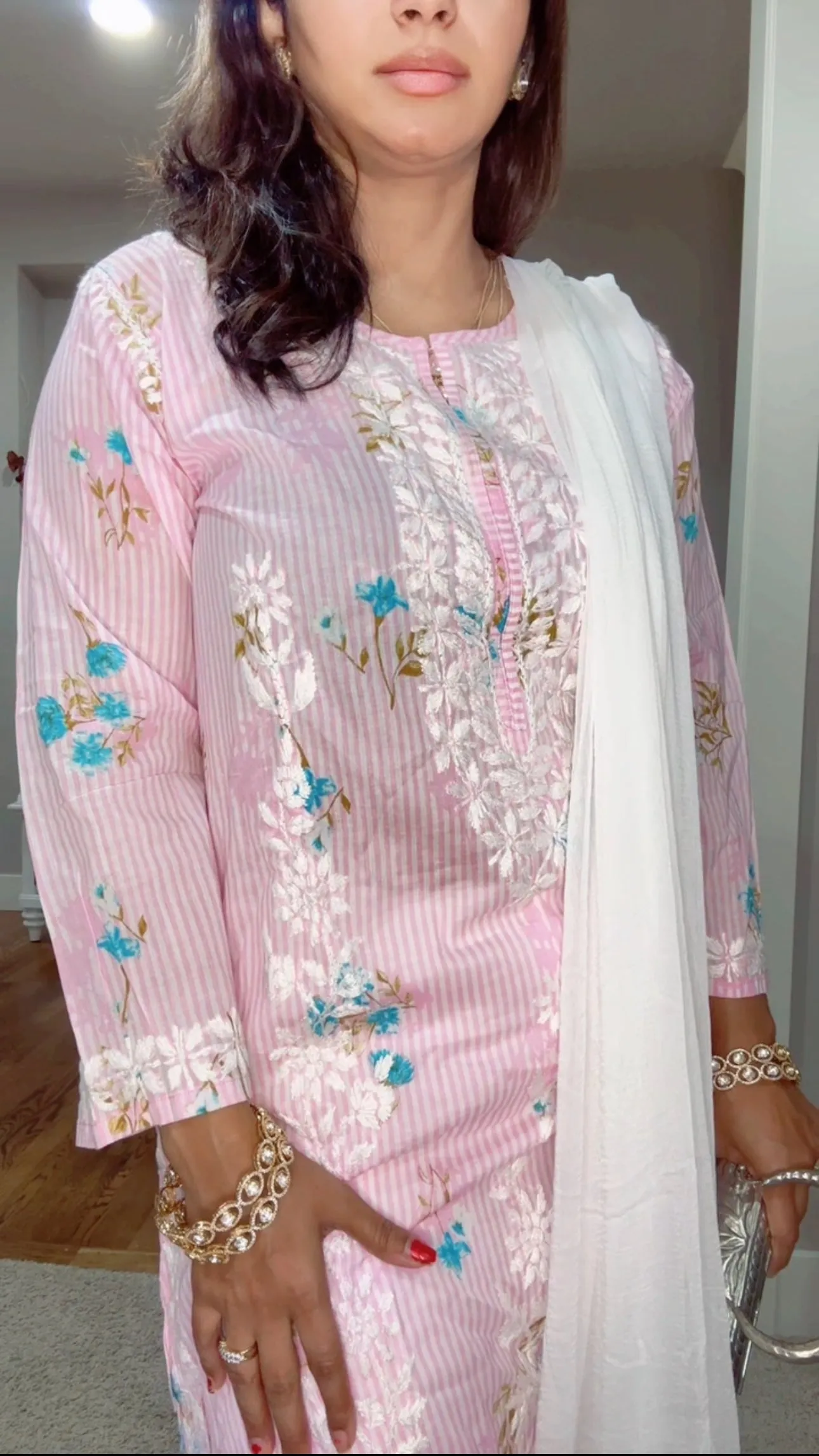 Pure Mul Cotton Salwar Suit with Hand Chikankari work