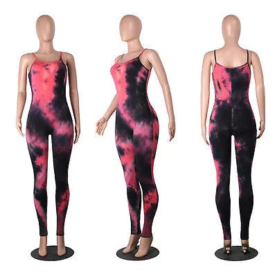 "Behold" tie dye bodycon fashion jumpsuit