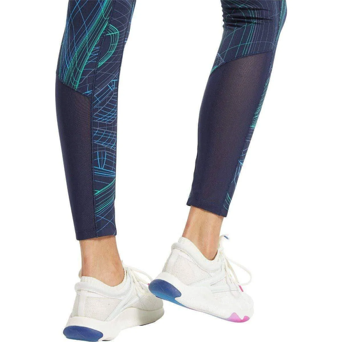 Reebok Lux Perform Mid Rise Womens Long Training Tights - Navy