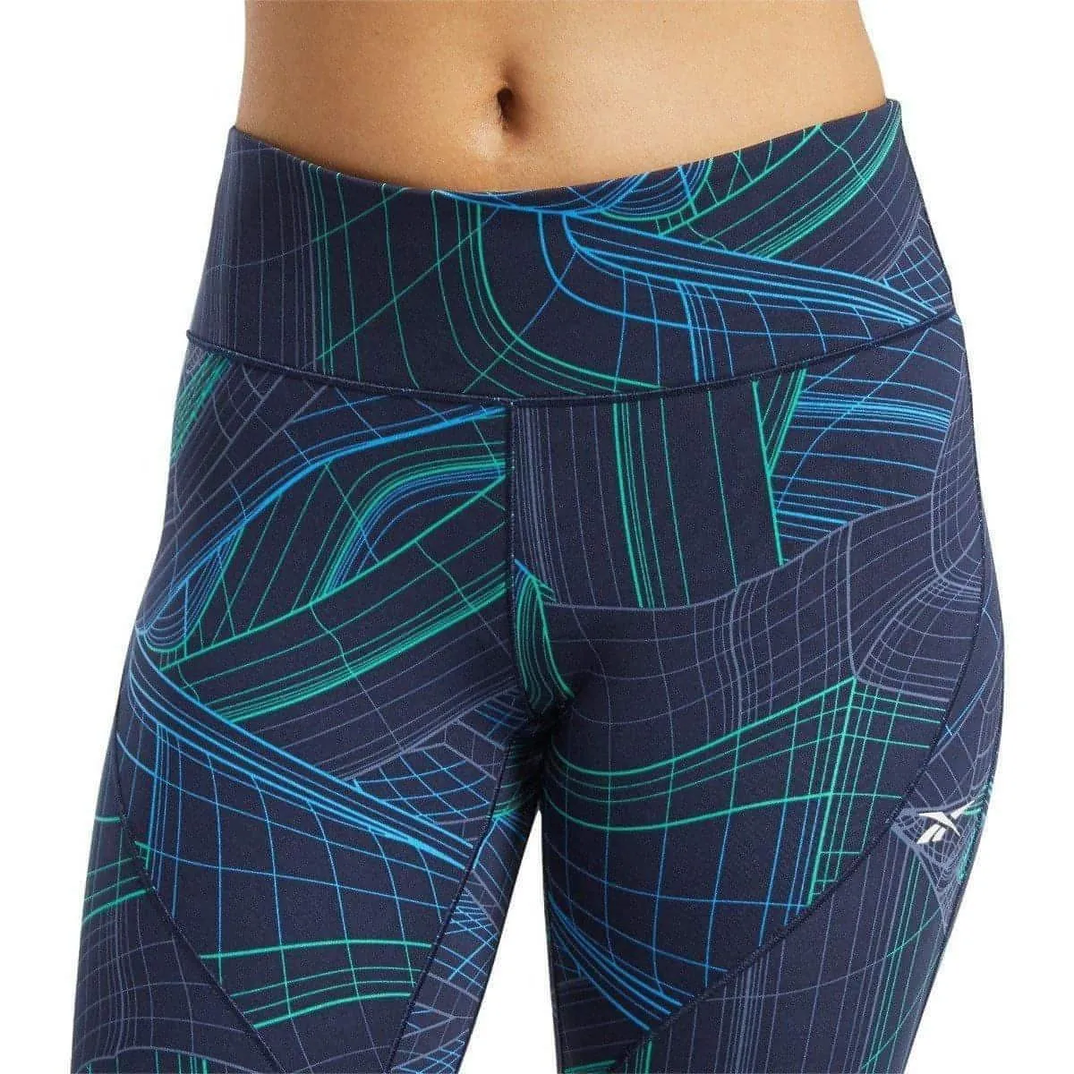 Reebok Lux Perform Mid Rise Womens Long Training Tights - Navy