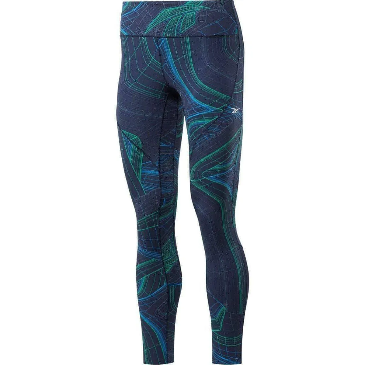 Reebok Lux Perform Mid Rise Womens Long Training Tights - Navy