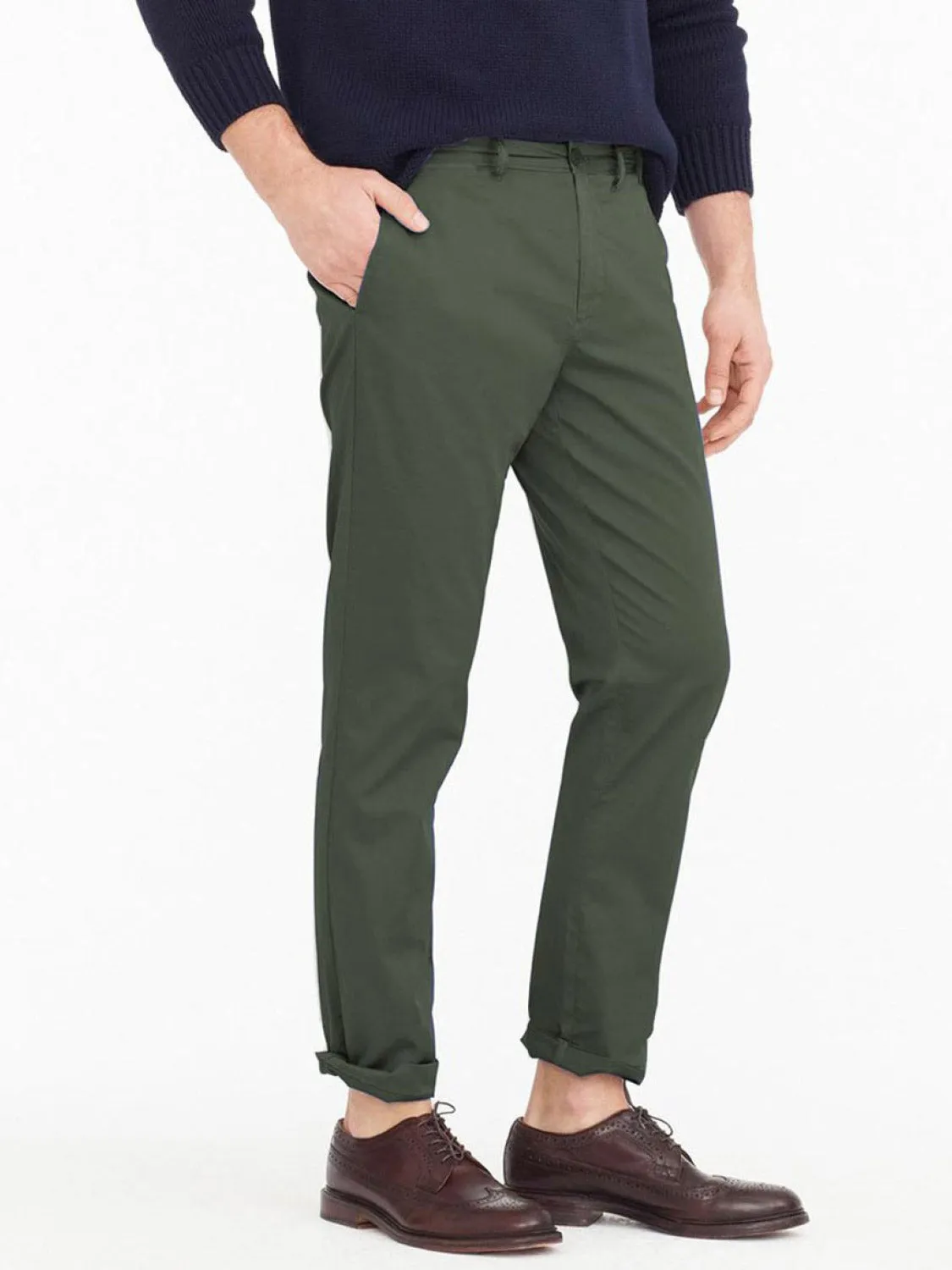 Regular Fit Cotton Blend Garment Washed Chino Pants Light Khaki