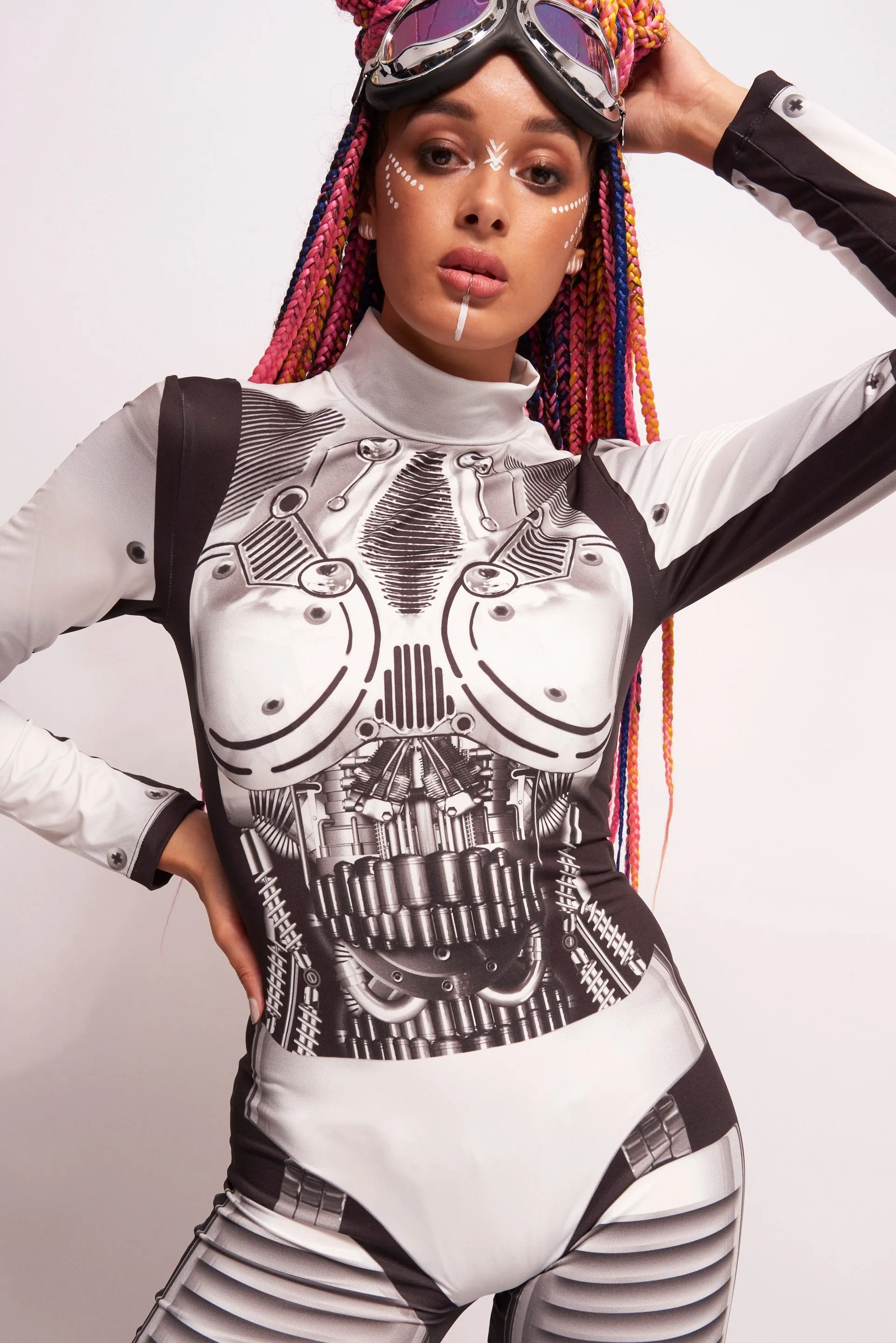 Robot Print Long Sleeve Catsuit