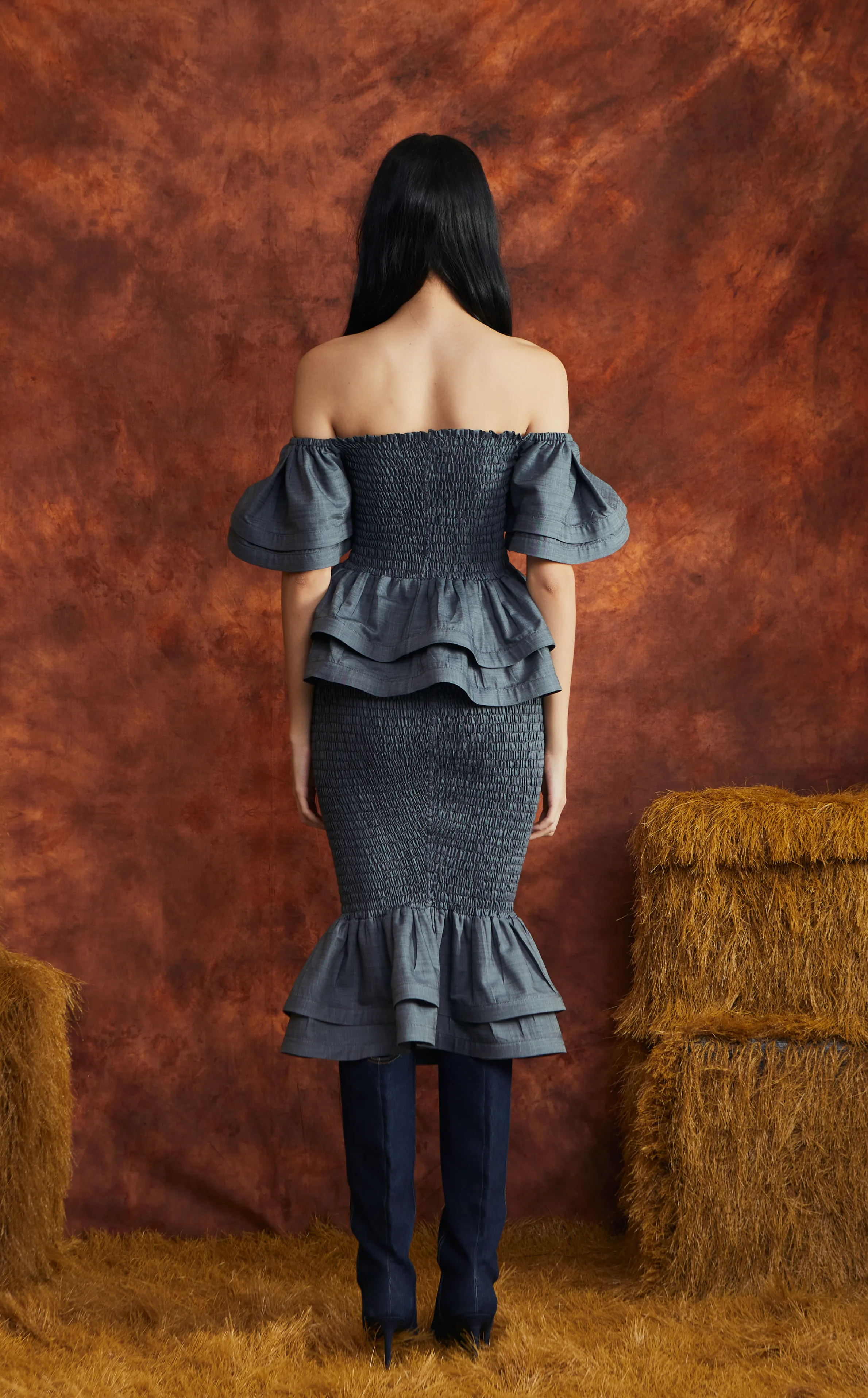 ROMA TOP - DARK GRAY CHAMBRAY