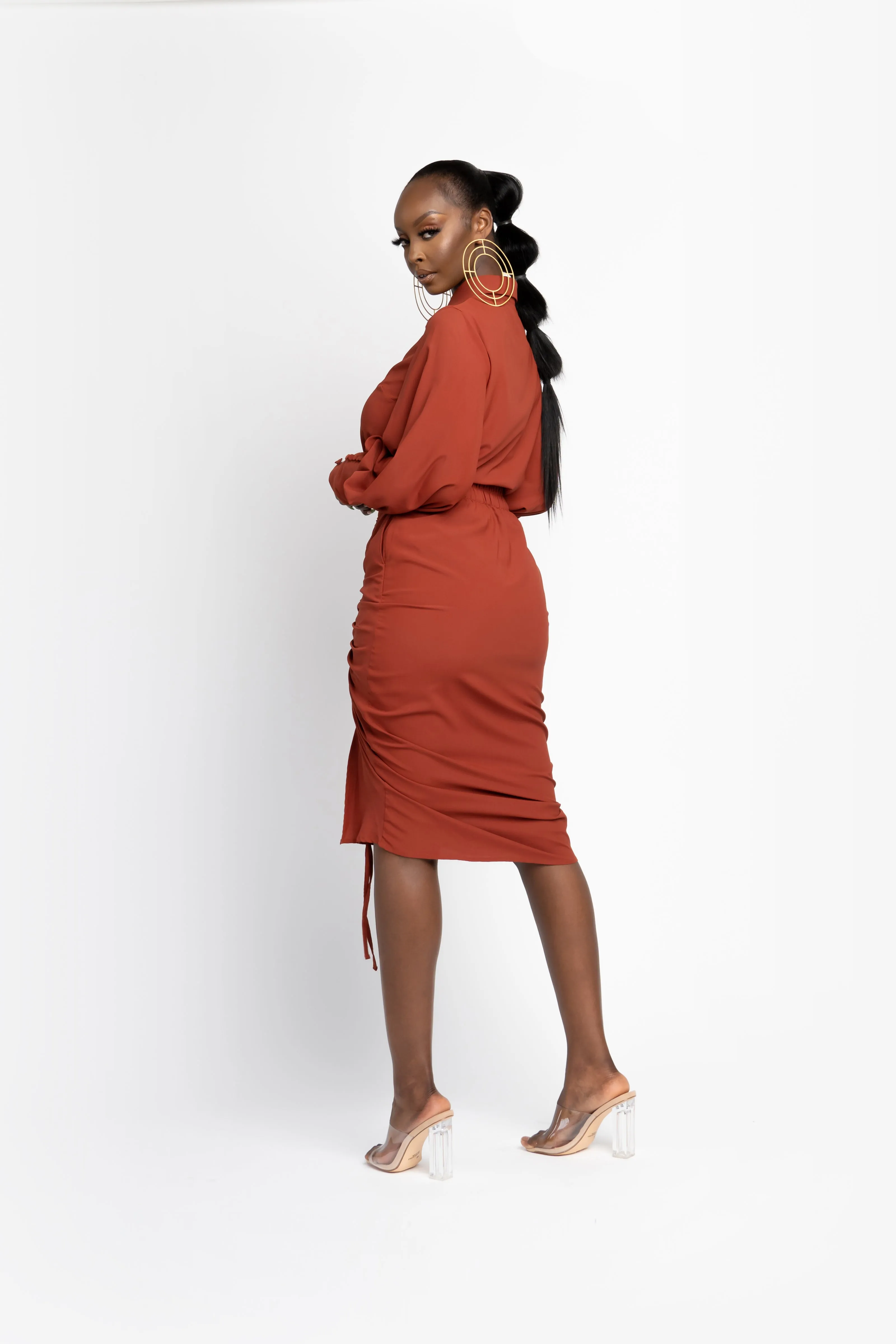 RUST GRAYCE midi skirt