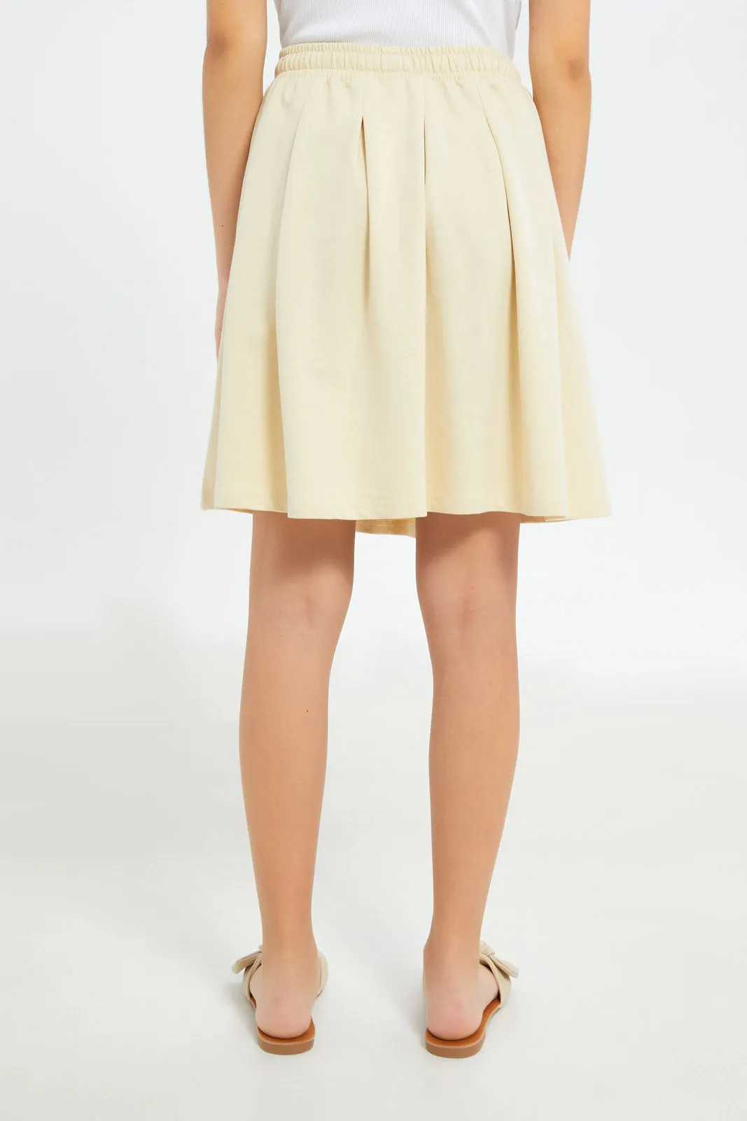 Senior Girls Beige Pleated Skirt