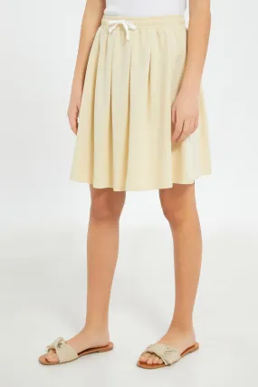 Senior Girls Beige Pleated Skirt