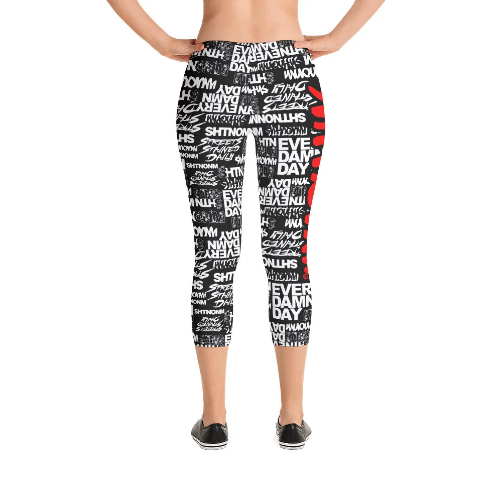 SHTNONM - CAPRI LEGGINGS (BLACK/RED)
