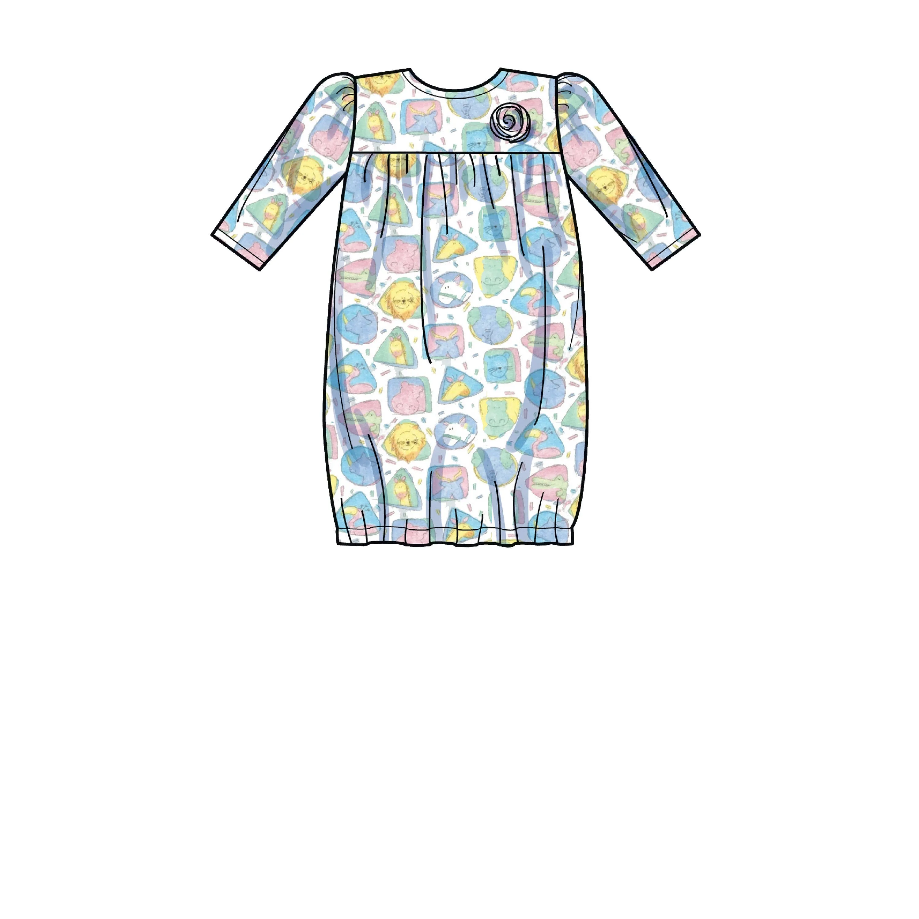 Simplicity Pattern 9283 Infants' Knit Gathered Gown & Jumpsuit