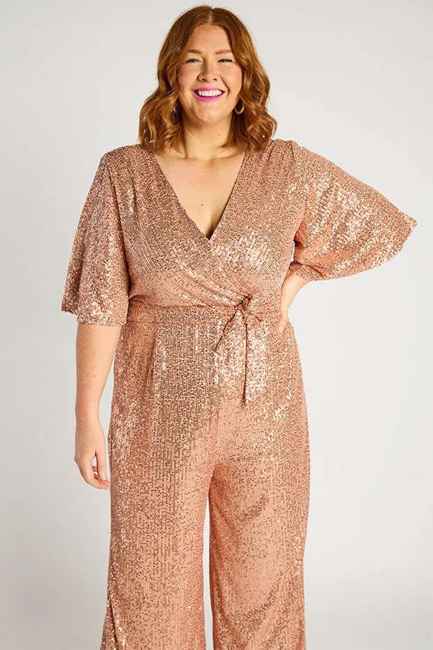 Skyla Rose Gold Sequins Party Jumpsuit