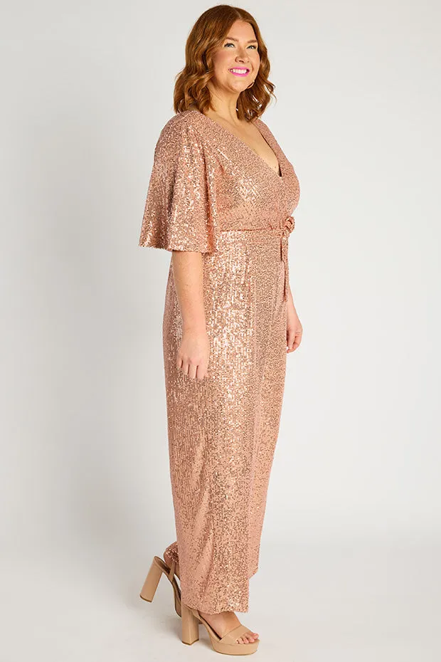 Skyla Rose Gold Sequins Party Jumpsuit