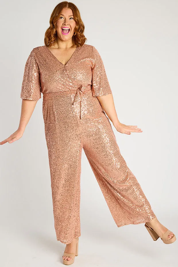 Skyla Rose Gold Sequins Party Jumpsuit