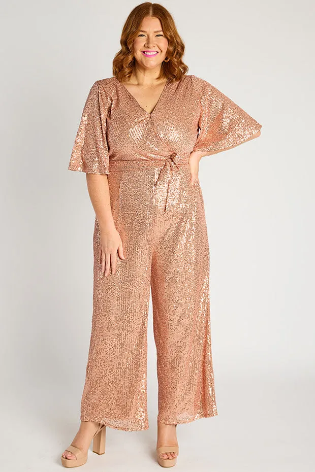 Skyla Rose Gold Sequins Party Jumpsuit