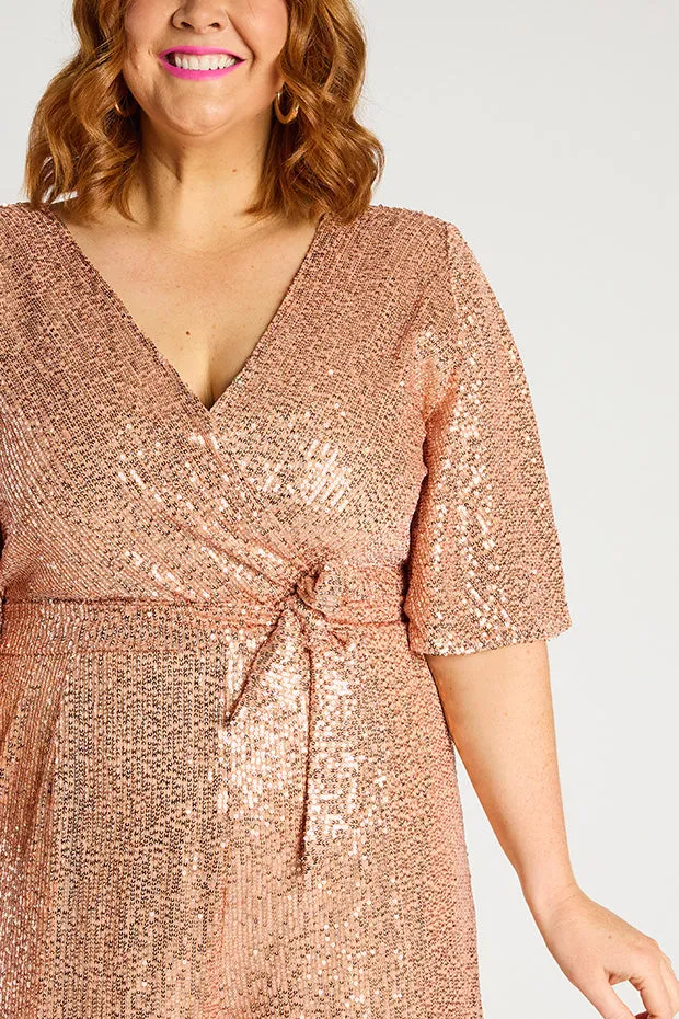 Skyla Rose Gold Sequins Party Jumpsuit