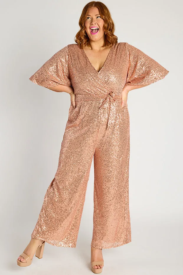 Skyla Rose Gold Sequins Party Jumpsuit