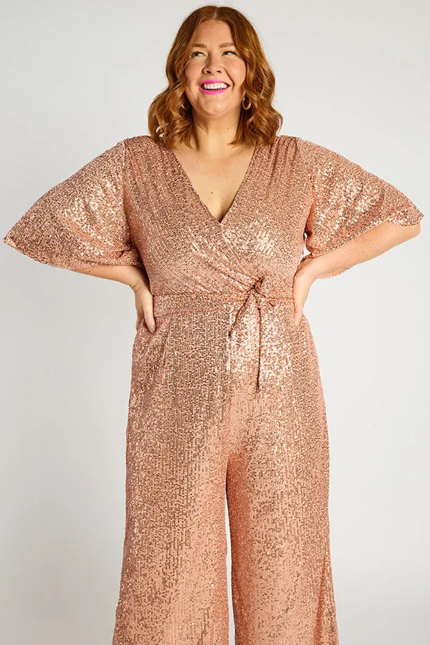 Skyla Rose Gold Sequins Party Jumpsuit