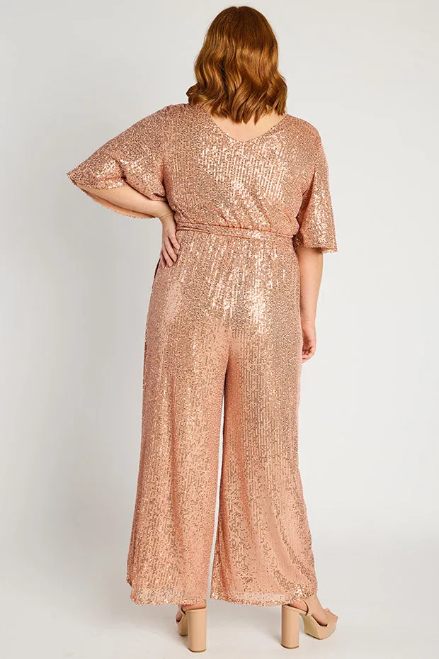 Skyla Rose Gold Sequins Party Jumpsuit