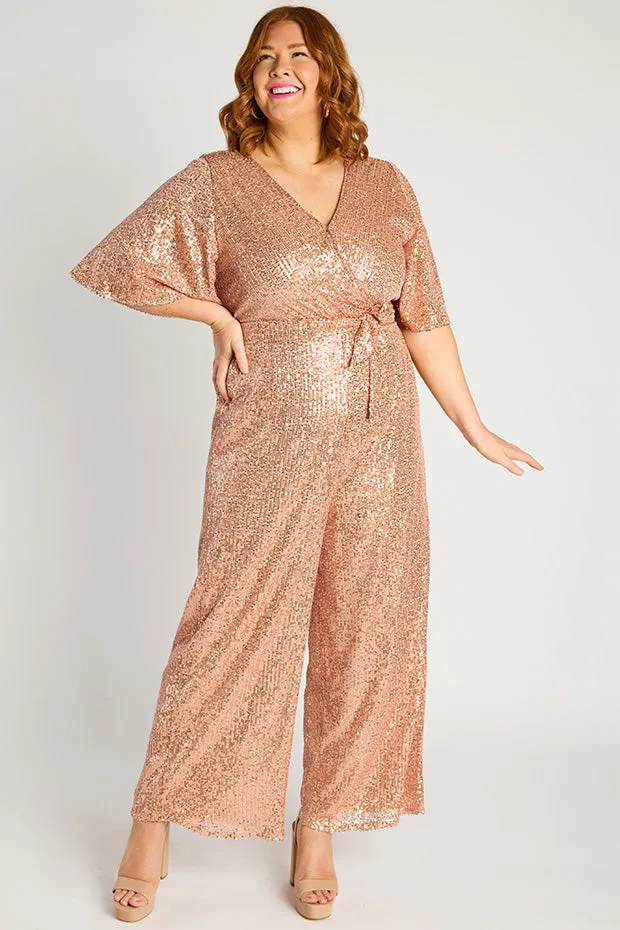 Skyla Rose Gold Sequins Party Jumpsuit