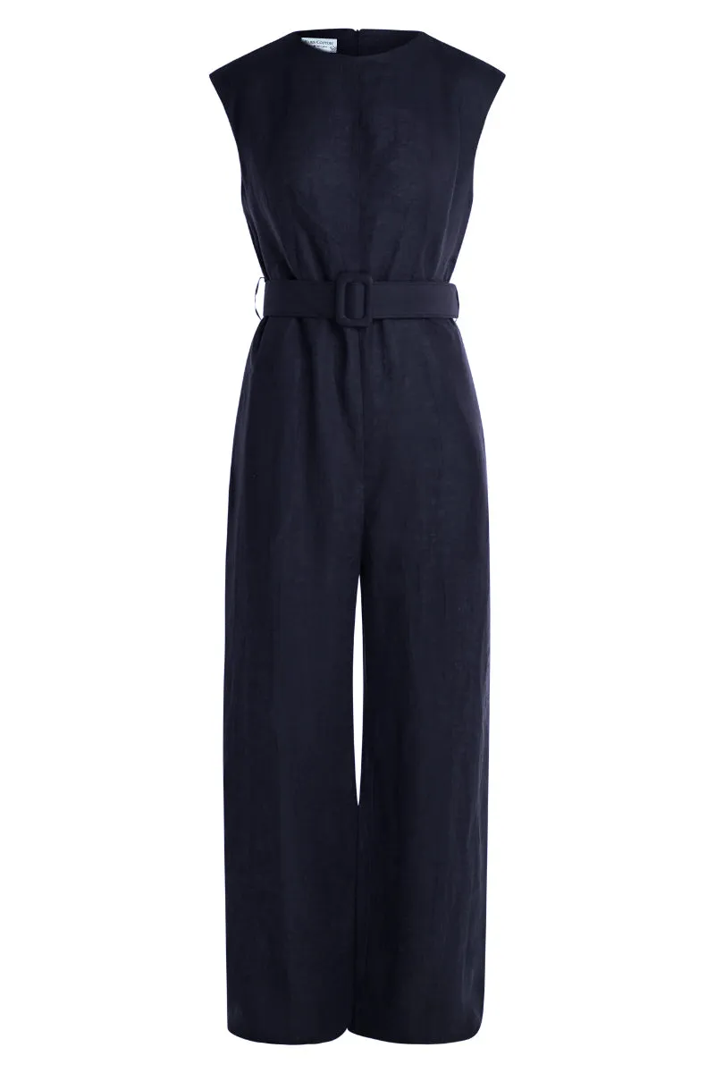Sleeveless Linen Long Jumpsuit