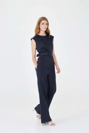 Sleeveless Linen Long Jumpsuit