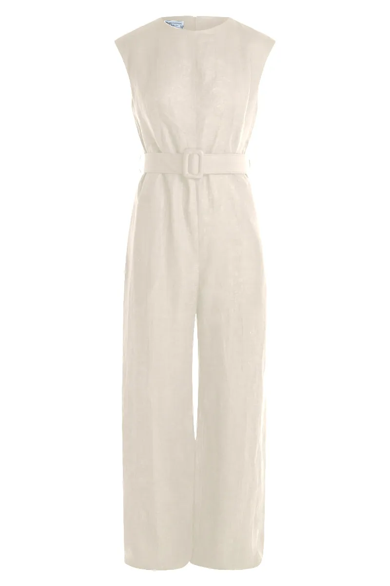 Sleeveless Linen Long Jumpsuit