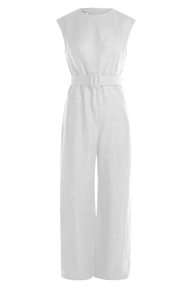 Sleeveless Linen Long Jumpsuit