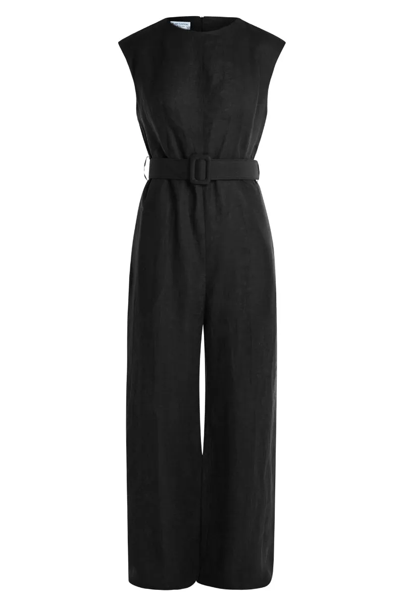 Sleeveless Linen Long Jumpsuit