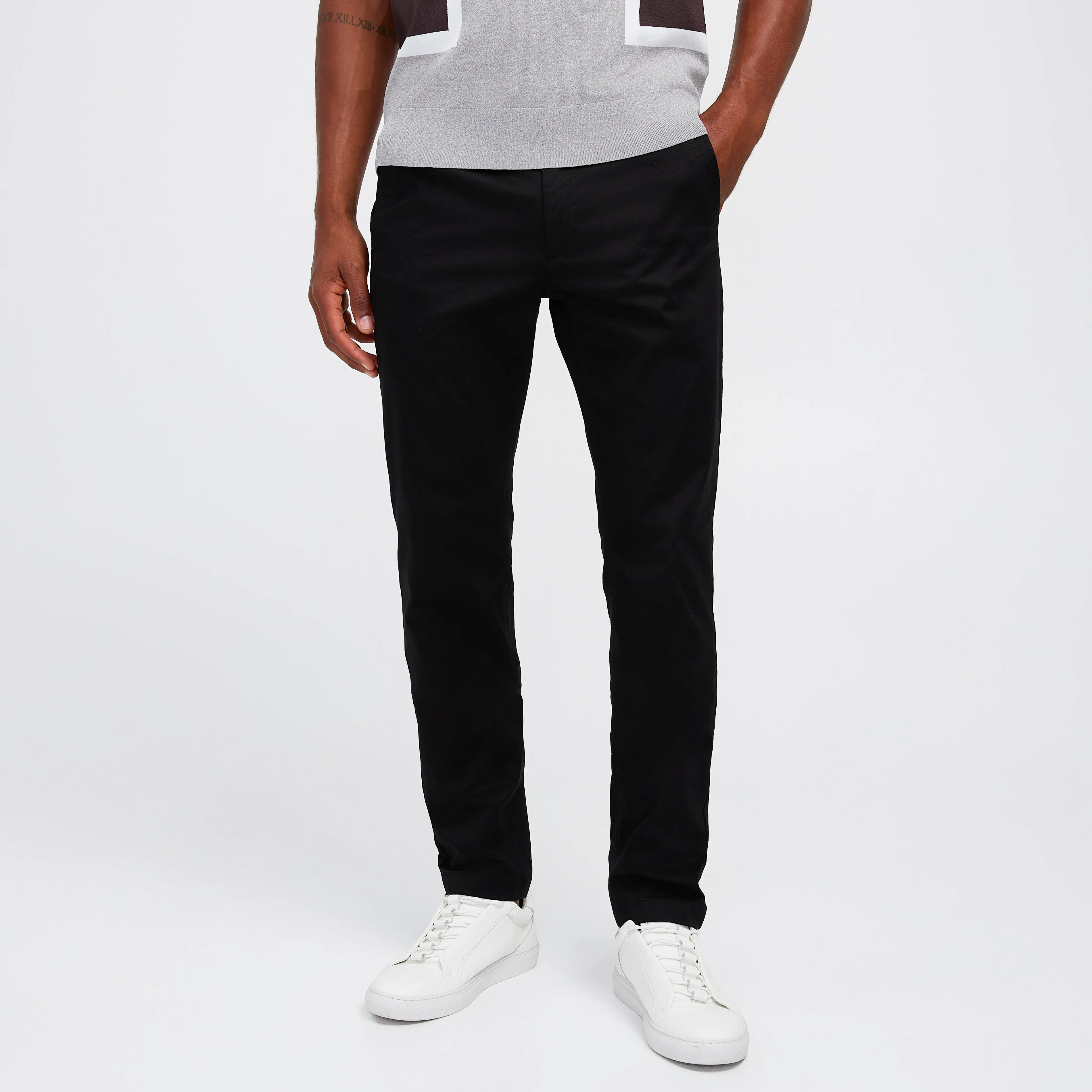 Slim Fit Cotton Stretch Chinos Black