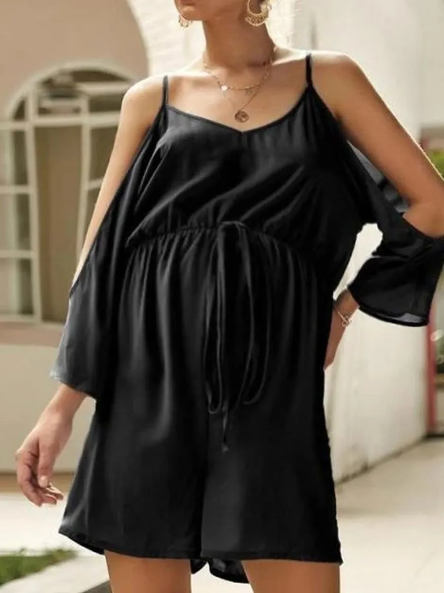 Sling Solid Color Comfort Maternity Jumpsuit