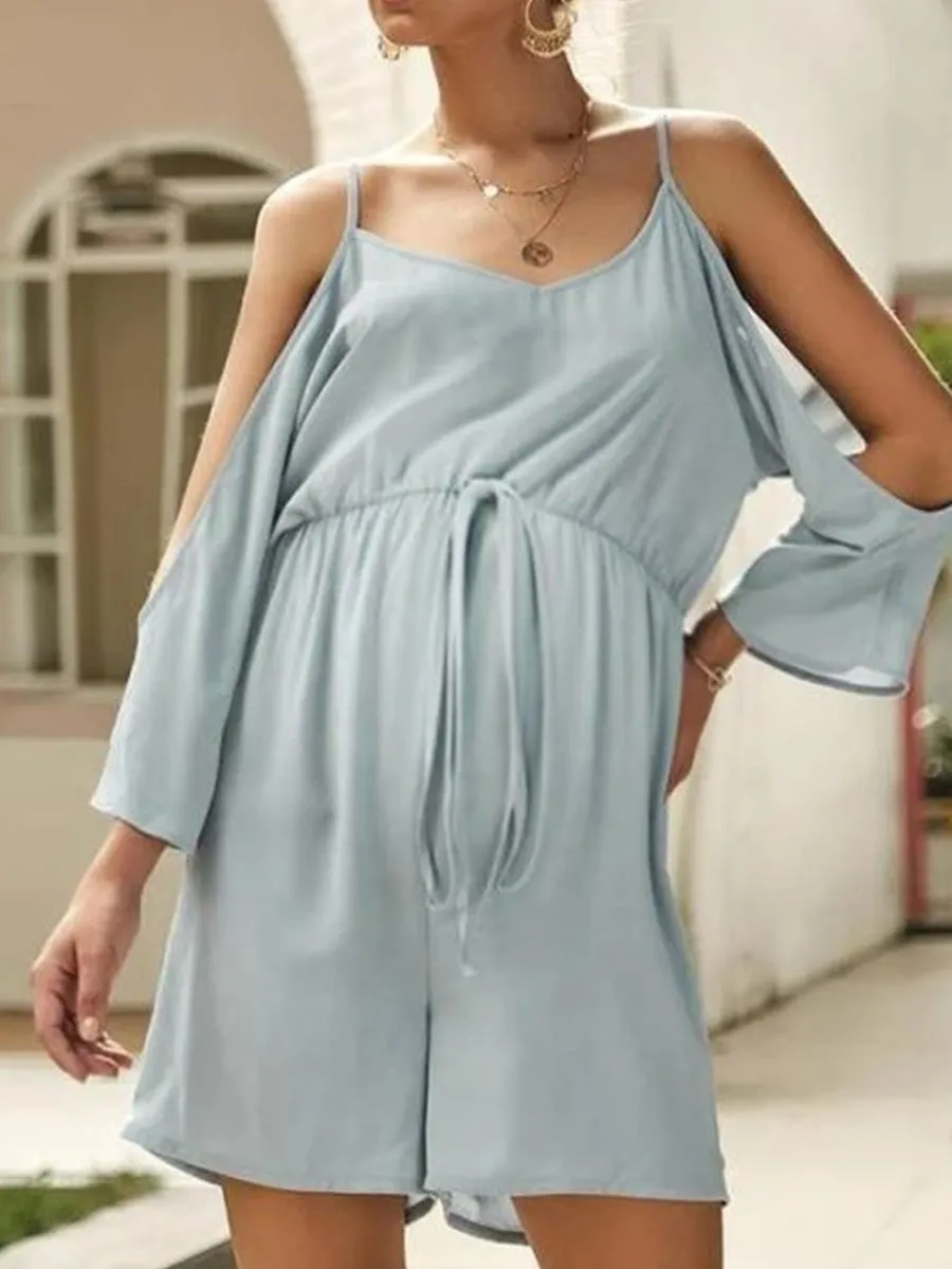 Sling Solid Color Comfort Maternity Jumpsuit