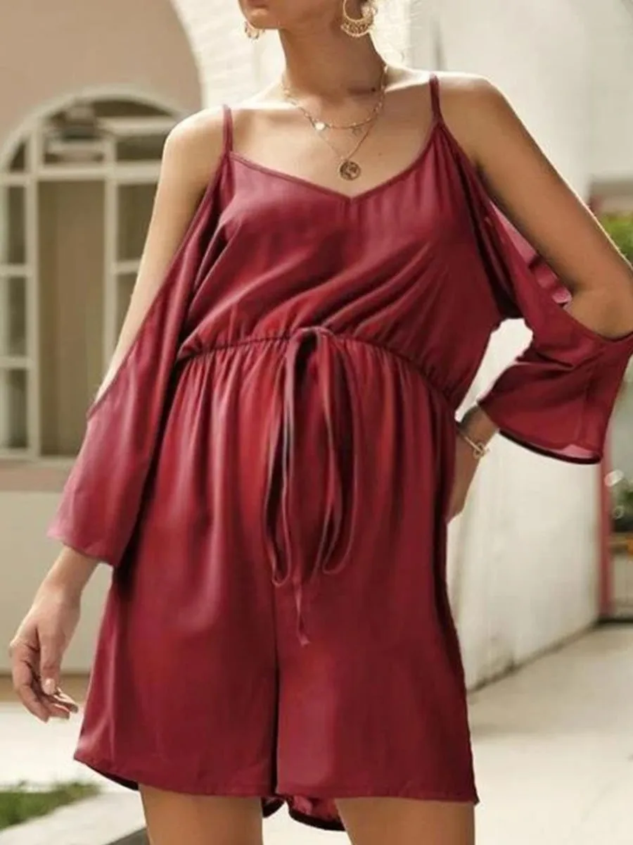Sling Solid Color Comfort Maternity Jumpsuit