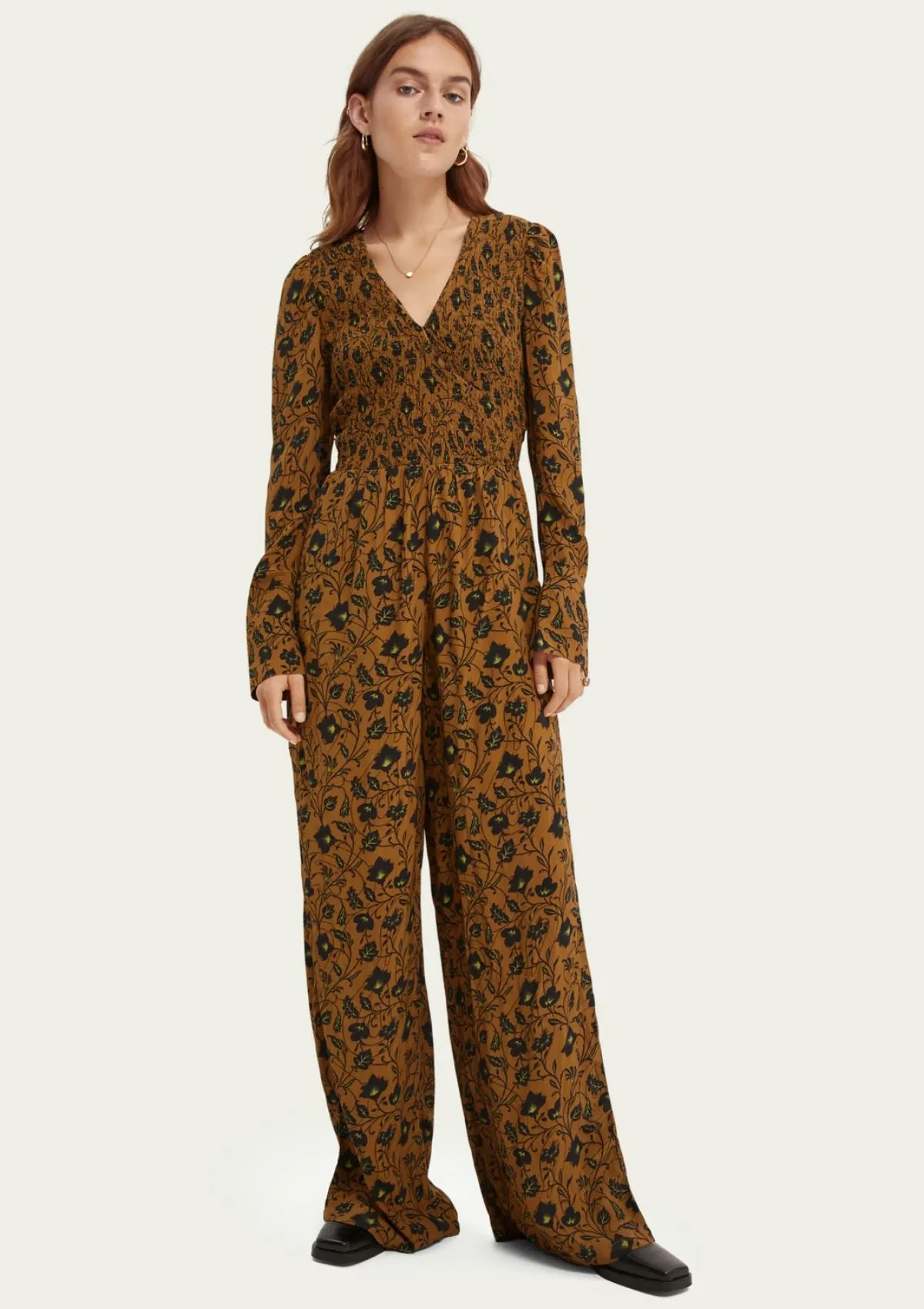 Smocked Printed Jumpsuit | Scotch & Soda